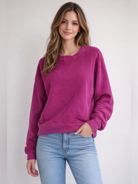 Merokeety Sweaters - Merokeety Magenta Crewneck Cropped Sweater